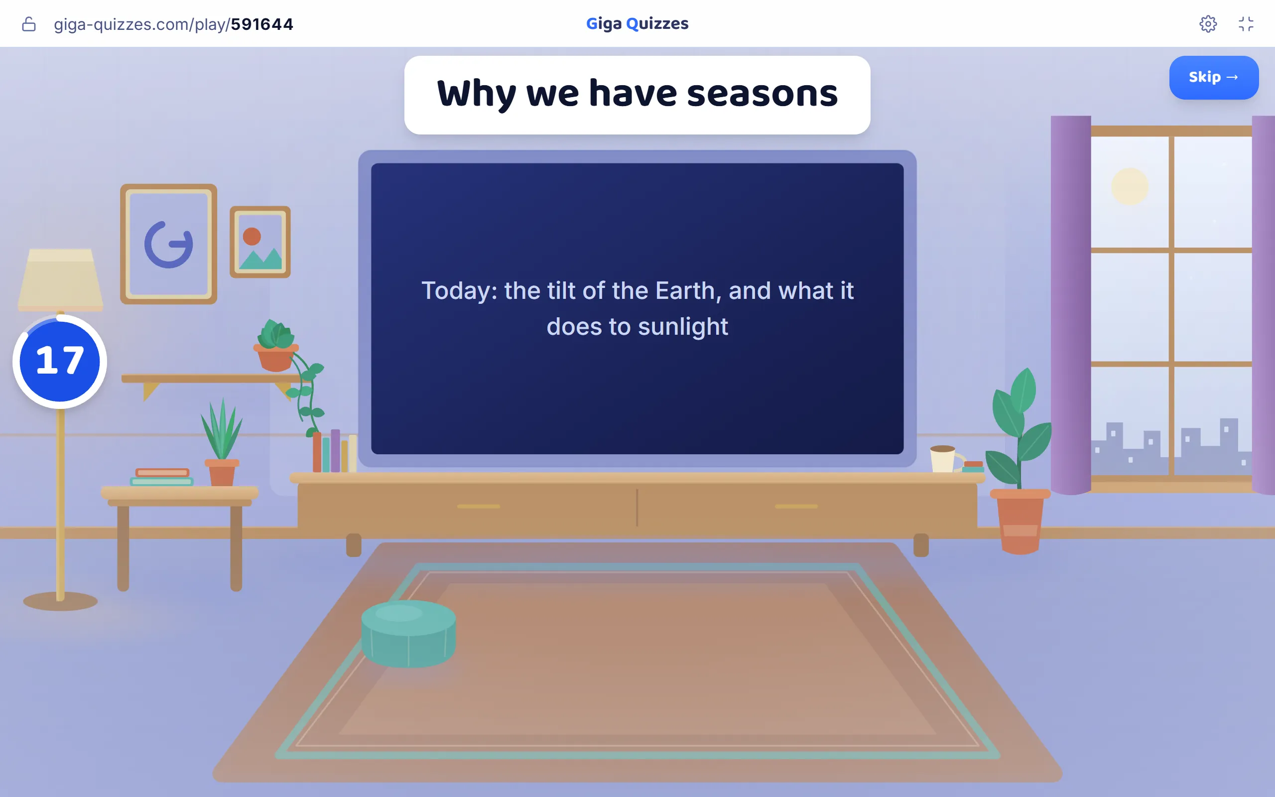 An opening slide on the big screen: Why we have seasons