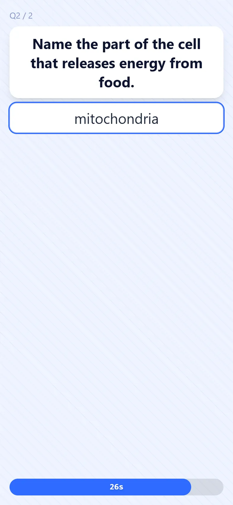 A student typing the answer on their phone, with nothing to choose from