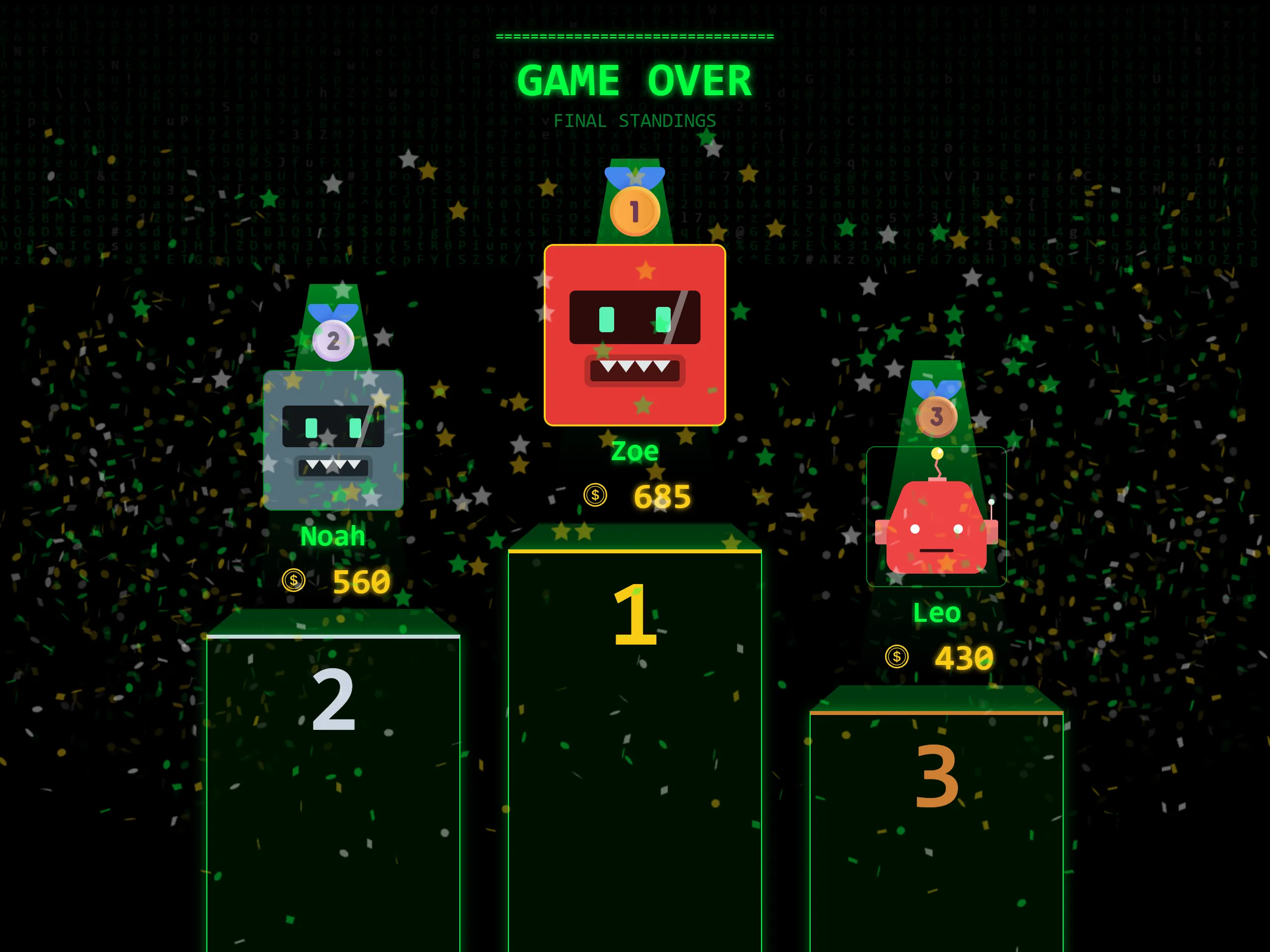 Game over, on a computer