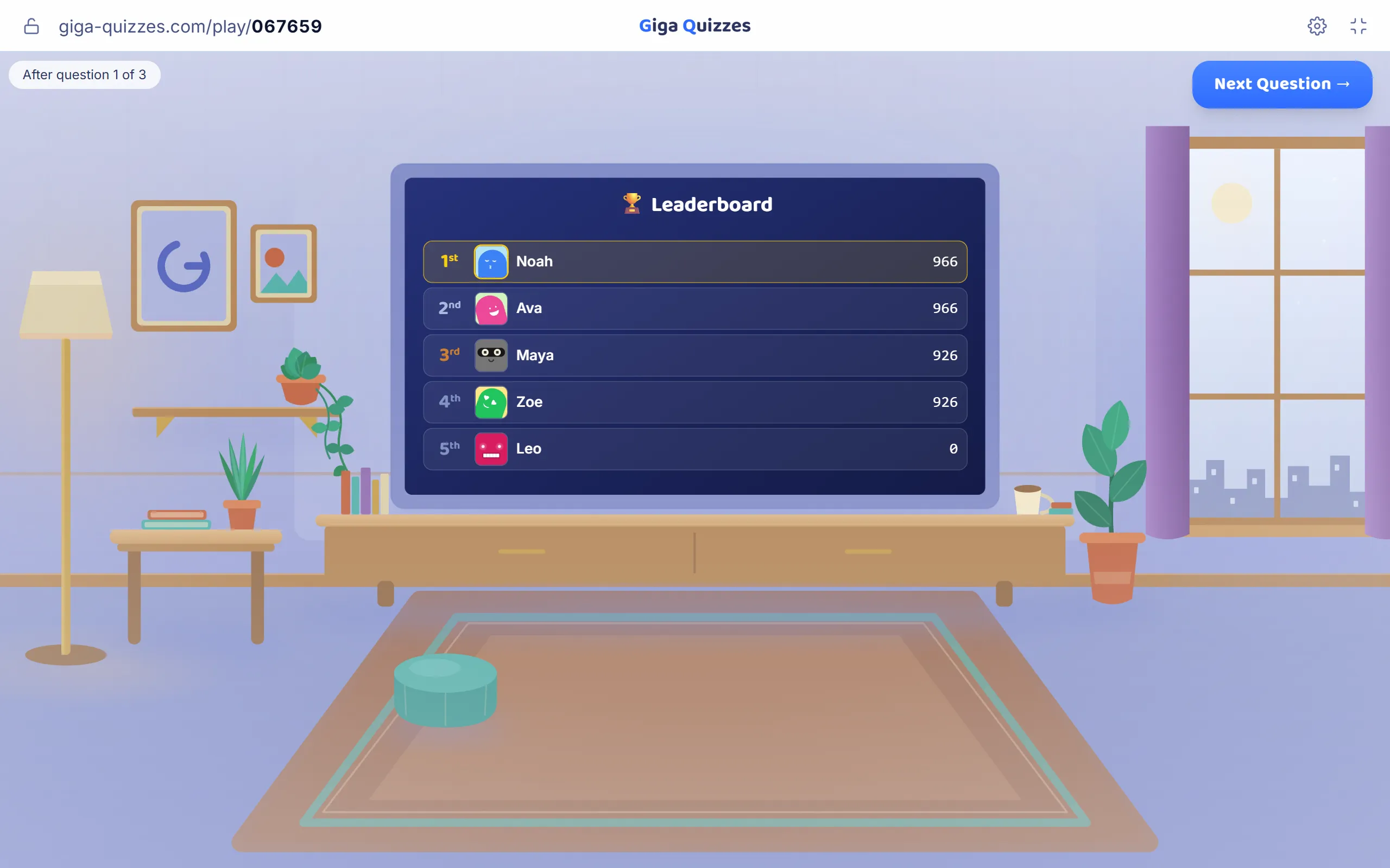 Show the leaderboard, on a computer