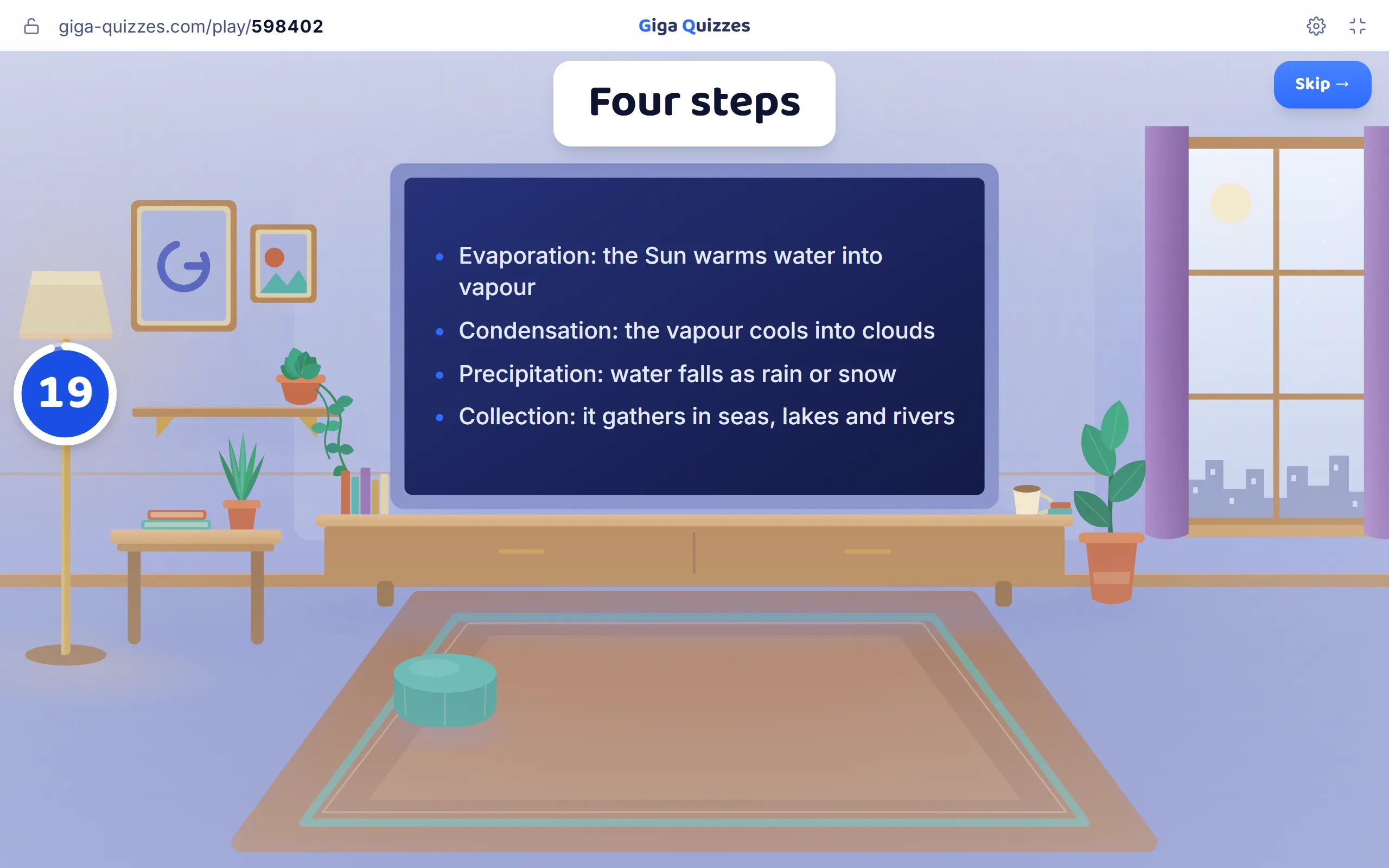 The slide in the room, on a computer