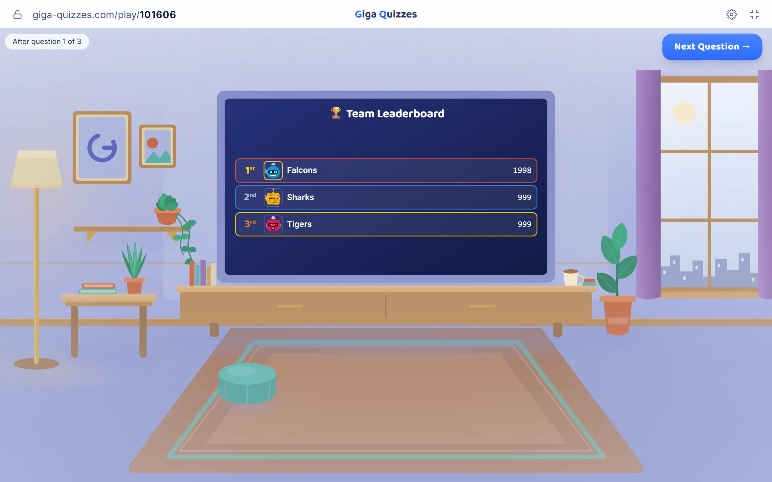 The team leaderboard, on a computer
